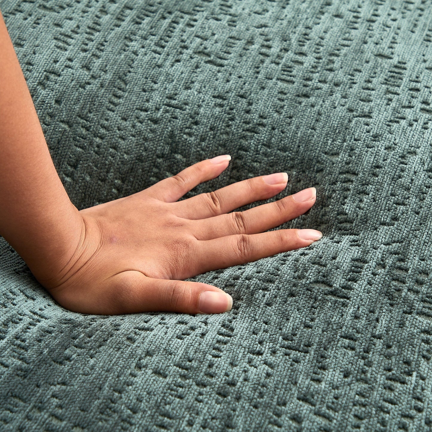 Divano letto singolo rotondo in ciniglia verde con cuscino per lo schienale