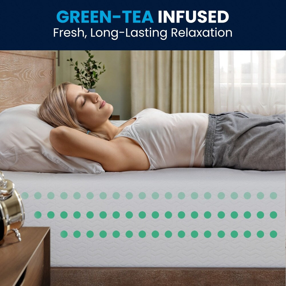 Materasso in memory foam a 4 strati con gel rinfrescante al tè verde in una scatola