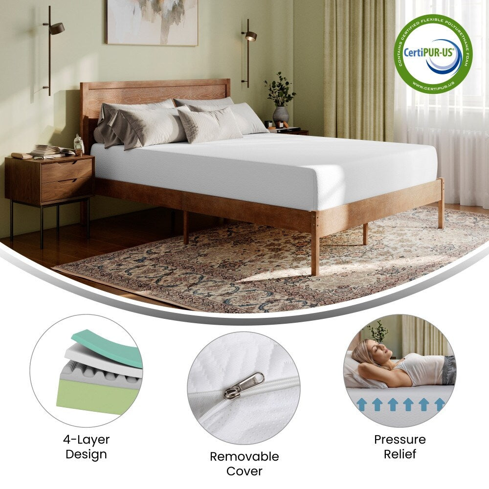 Materasso in memory foam a 4 strati con gel rinfrescante al tè verde in una scatola