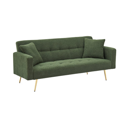 Divano letto trasformabile in pile verde Teddy