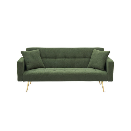 Divano letto trasformabile in pile verde Teddy