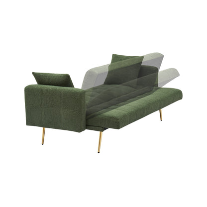 Divano letto trasformabile in pile verde Teddy
