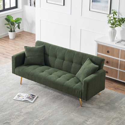 Divano letto trasformabile in pile verde Teddy