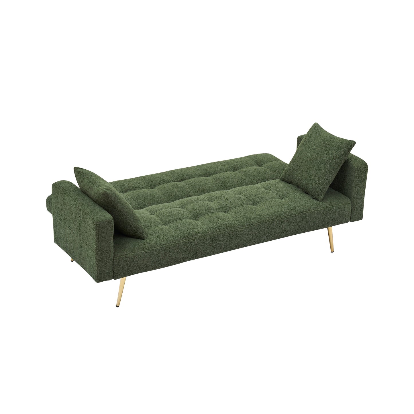 Divano letto trasformabile in pile verde Teddy