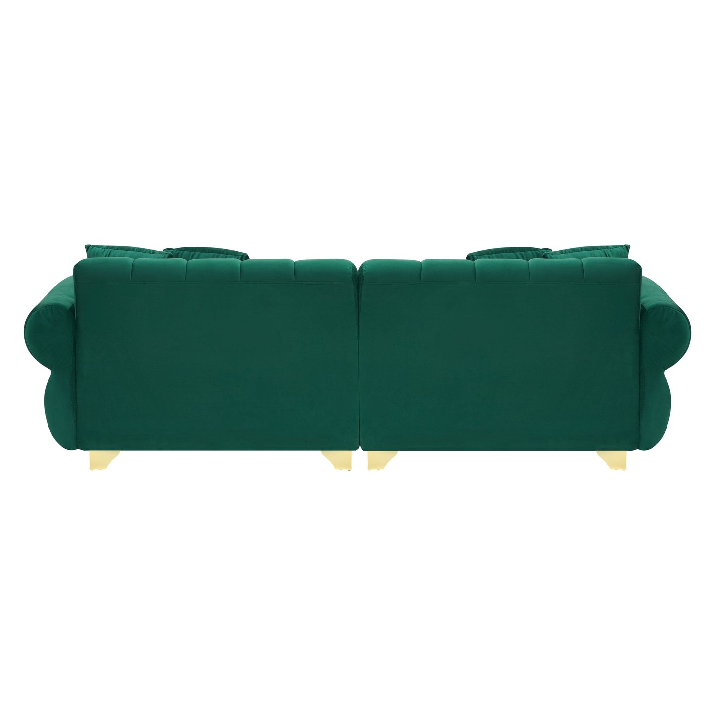 Divano a 3 posti in velluto verde con cuscini avvolti a molle