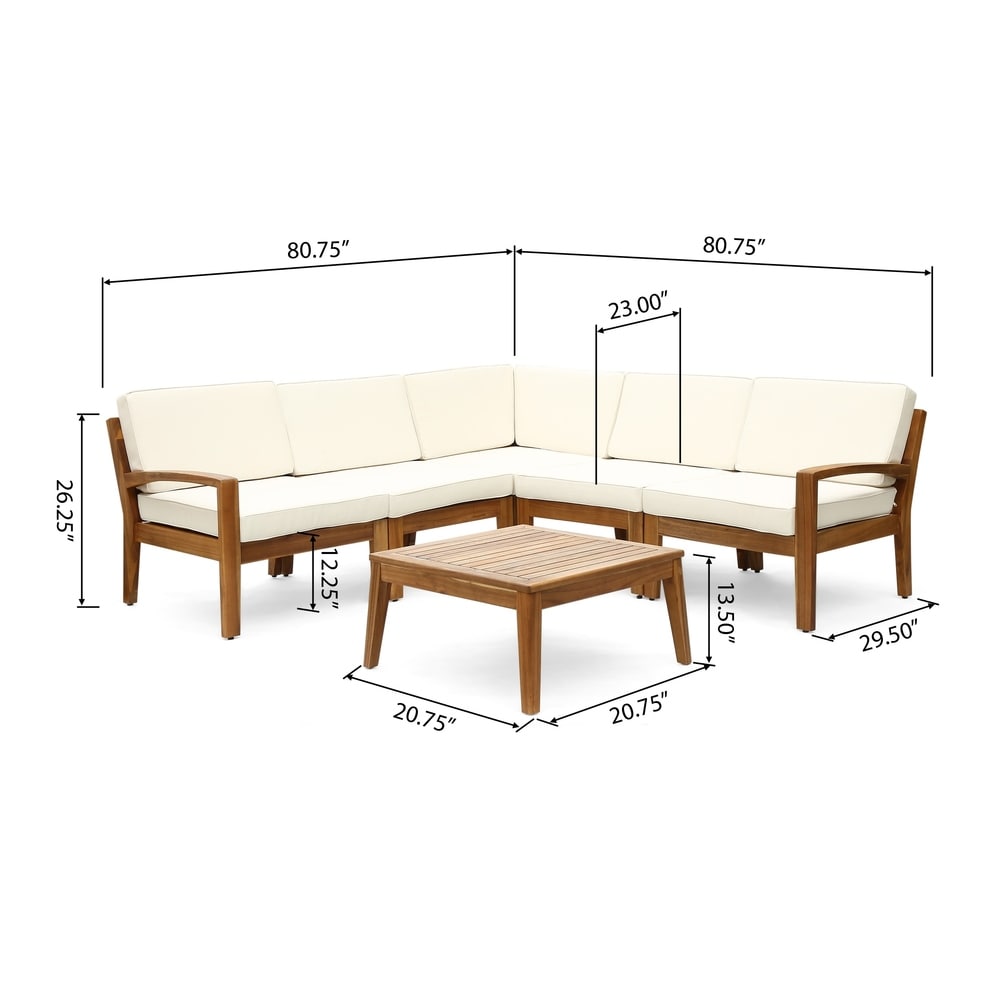 Set di divani componibili da esterno Grenada in legno di acacia da 6 pezzi di Christopher Knight Home