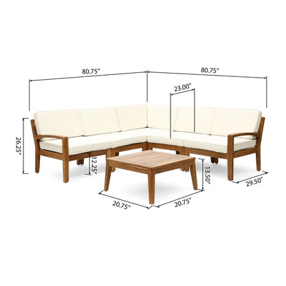 Set di divani componibili da esterno Grenada in legno di acacia da 6 pezzi di Christopher Knight Home