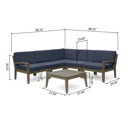 Set di divani componibili da esterno Grenada in legno di acacia da 6 pezzi di Christopher Knight Home