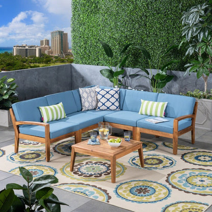 Set di divani componibili da esterno Grenada in legno di acacia da 6 pezzi di Christopher Knight Home