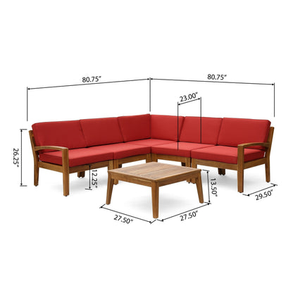 Set di divani componibili da esterno Grenada in legno di acacia da 6 pezzi di Christopher Knight Home