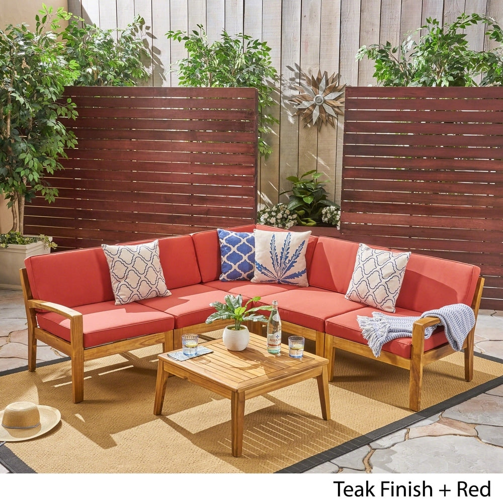 Set di divani componibili da esterno Grenada in legno di acacia da 6 pezzi di Christopher Knight Home