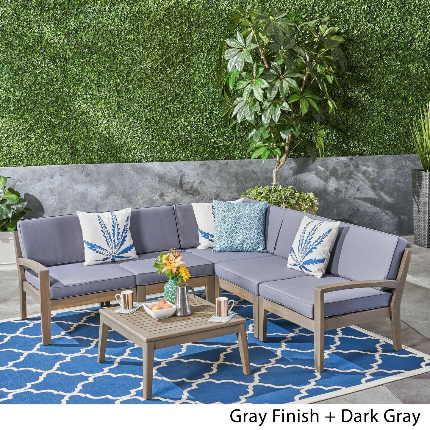 Set di divani componibili da esterno Grenada in legno di acacia da 6 pezzi di Christopher Knight Home