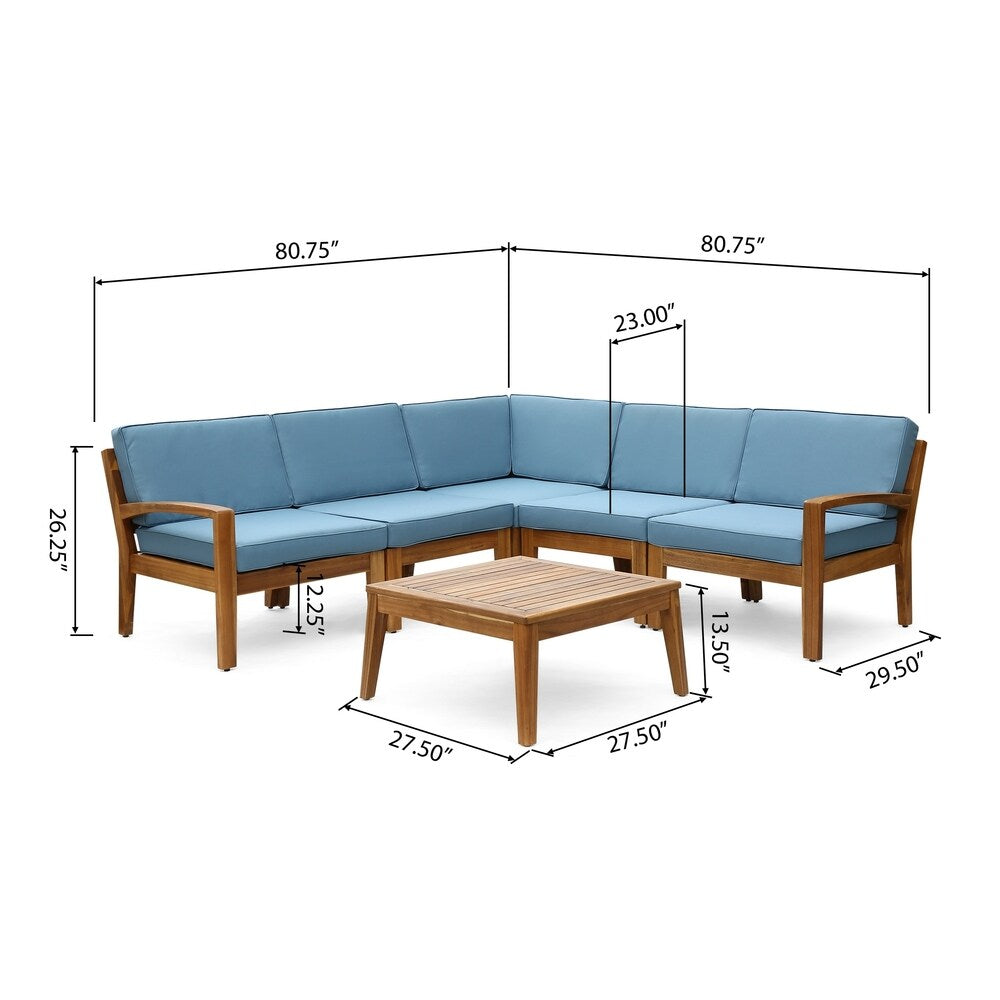 Set di divani componibili da esterno Grenada in legno di acacia da 6 pezzi di Christopher Knight Home
