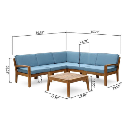 Set di divani componibili da esterno Grenada in legno di acacia da 6 pezzi di Christopher Knight Home