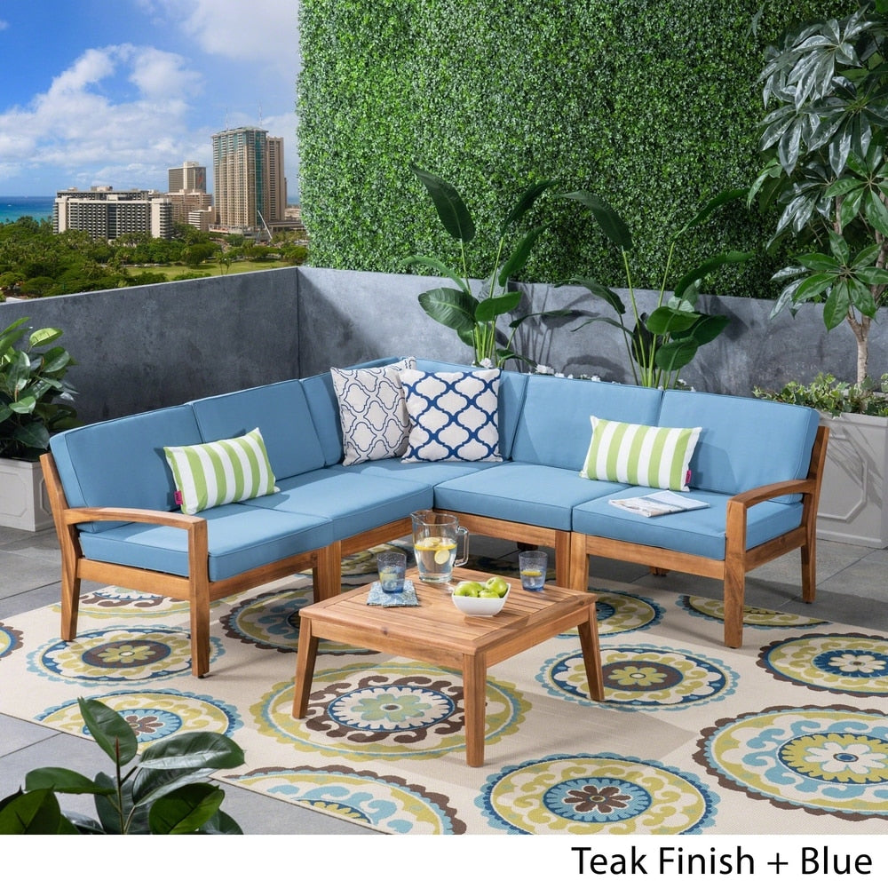 Set di divani componibili da esterno Grenada in legno di acacia da 6 pezzi di Christopher Knight Home