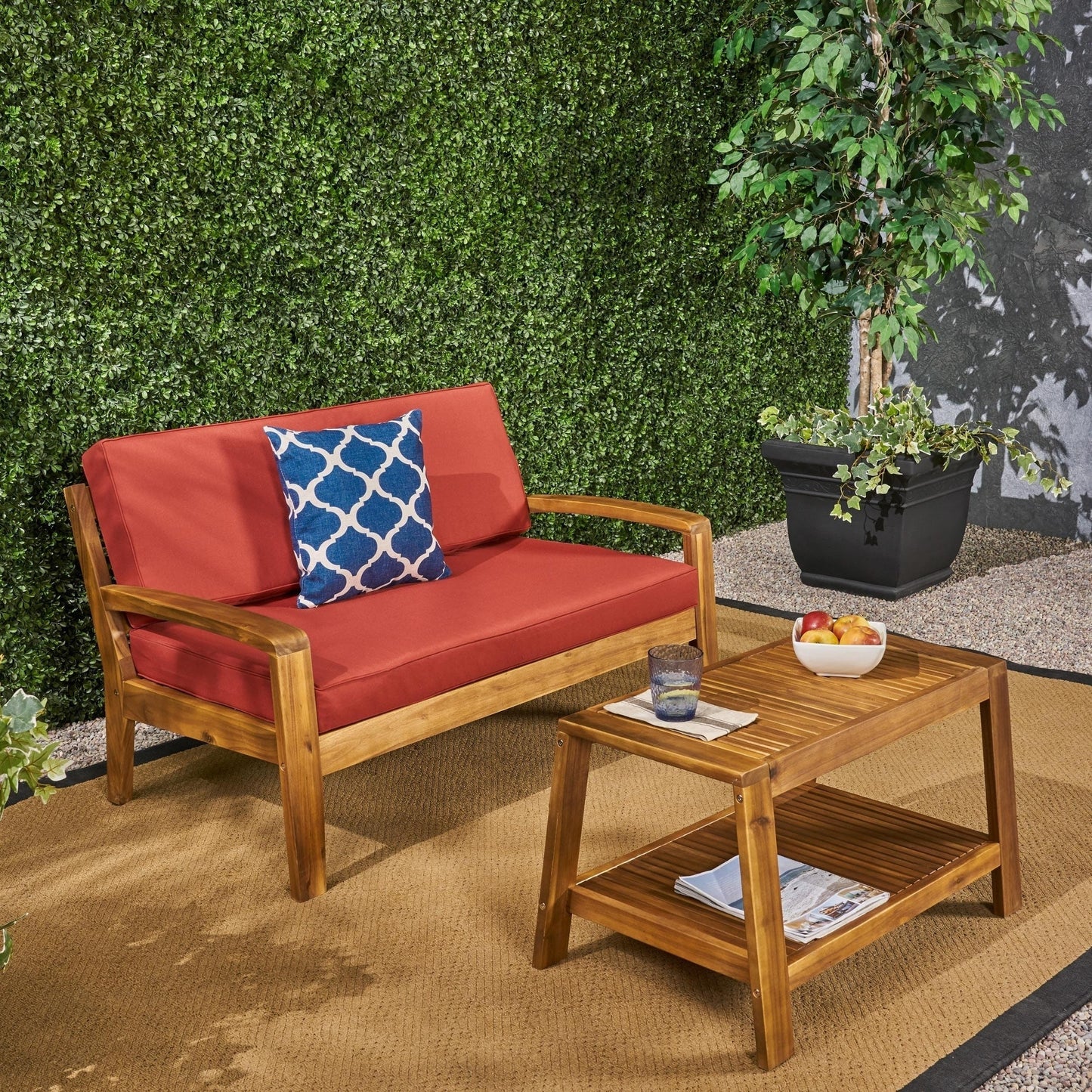 Set di tavolini da caffè Grenada Acacia Loveseat di Christopher Knight Home