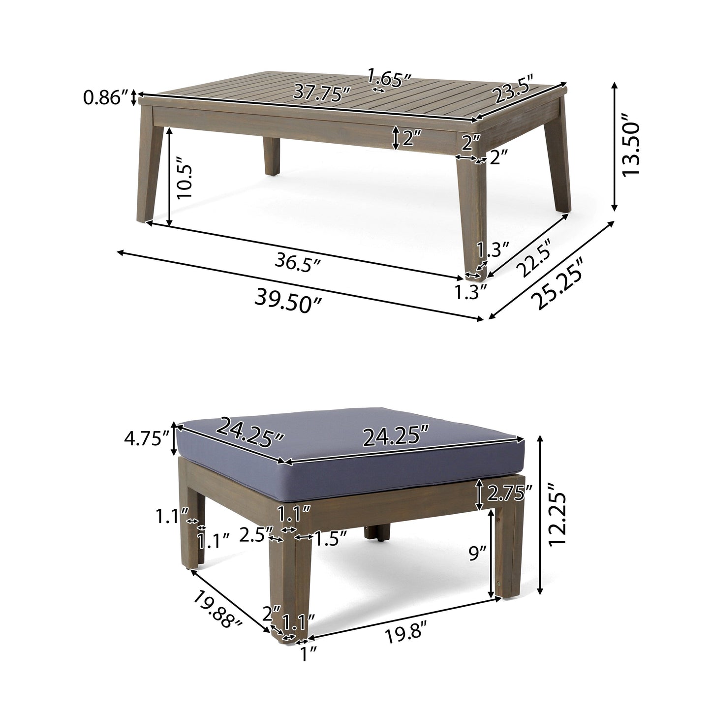Set di divani componibili da esterno Grenada in acacia di Christopher Knight Home