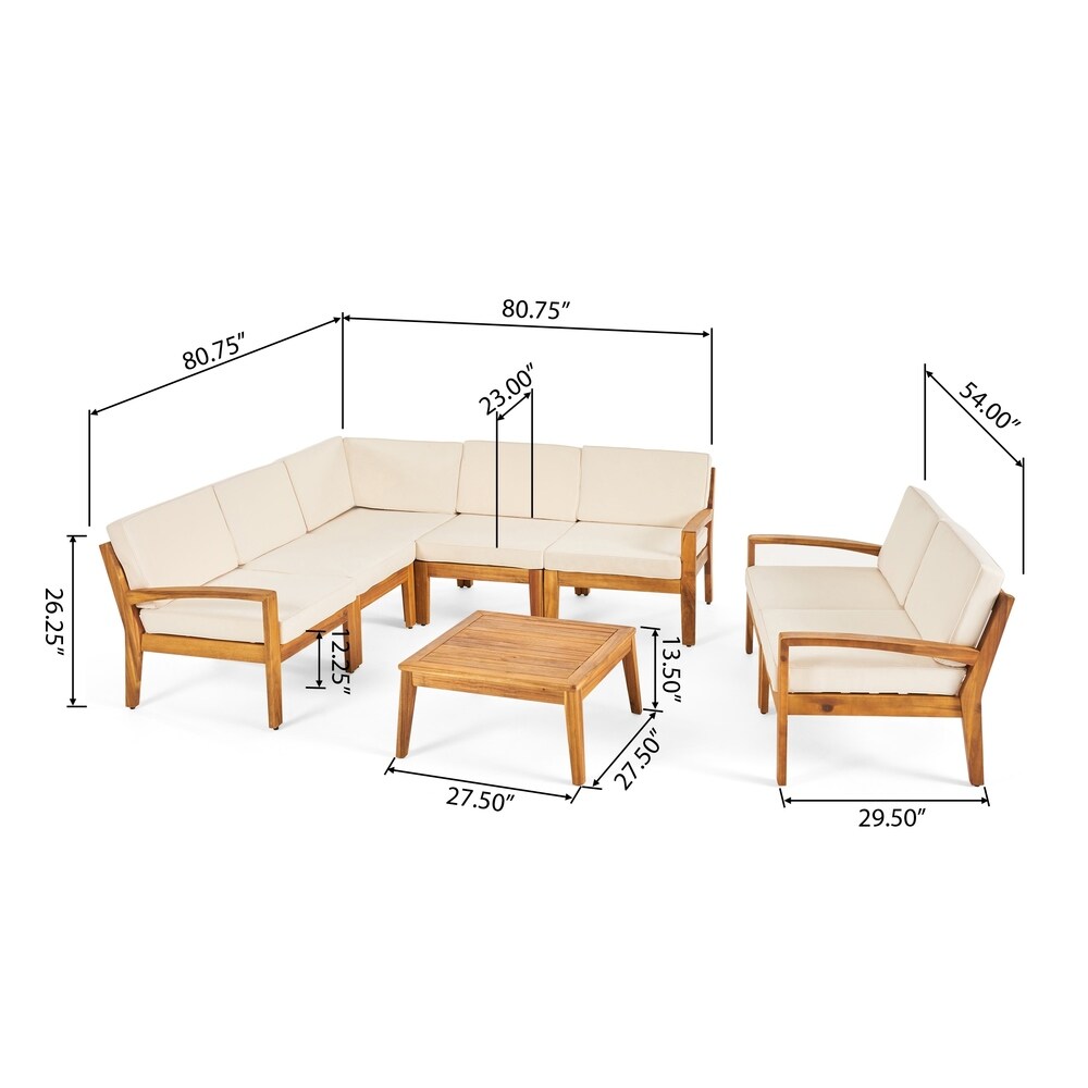 Set componibile da esterno Grenada in legno di acacia da 7 posti di Christopher Knight Home