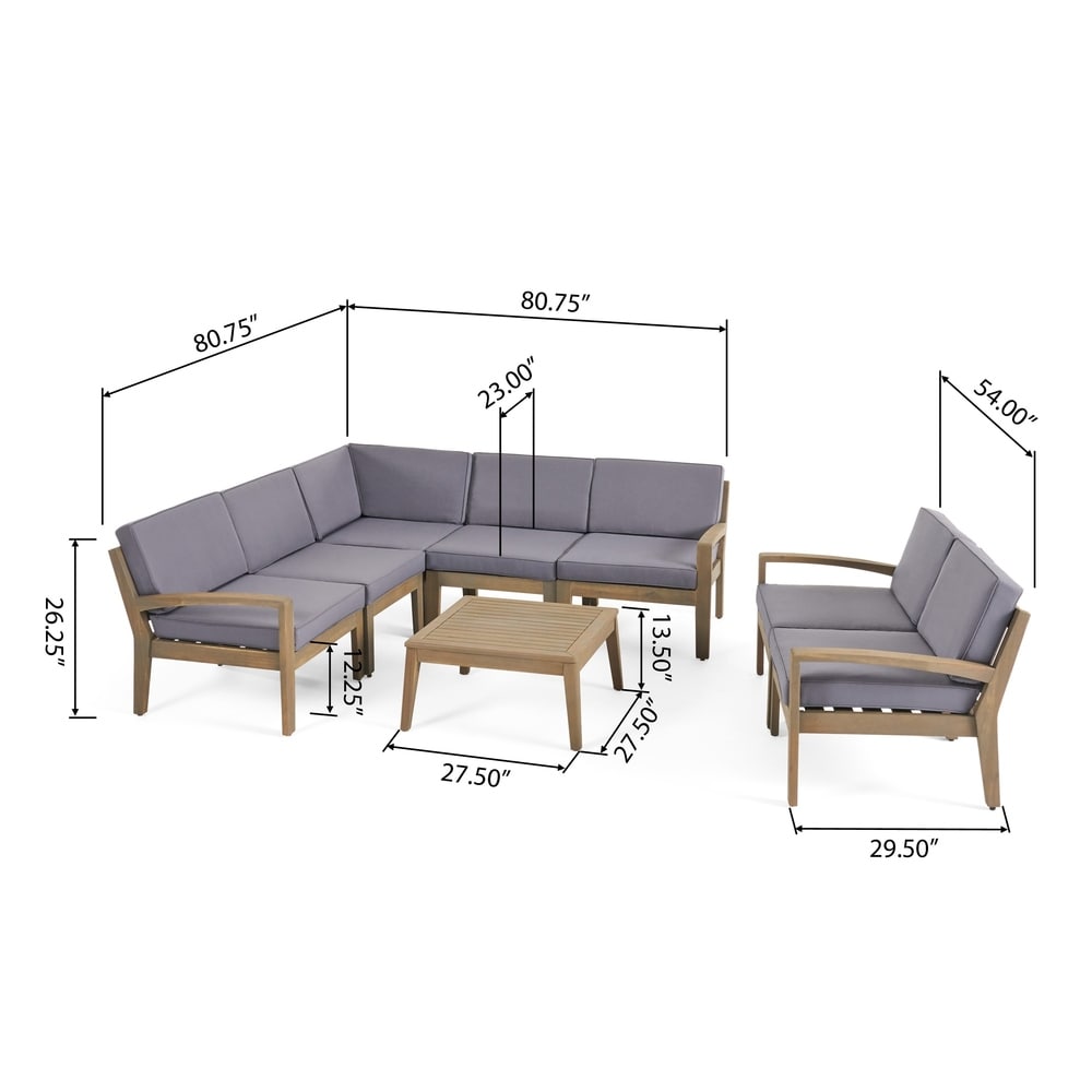 Set componibile da esterno Grenada in legno di acacia da 7 posti di Christopher Knight Home