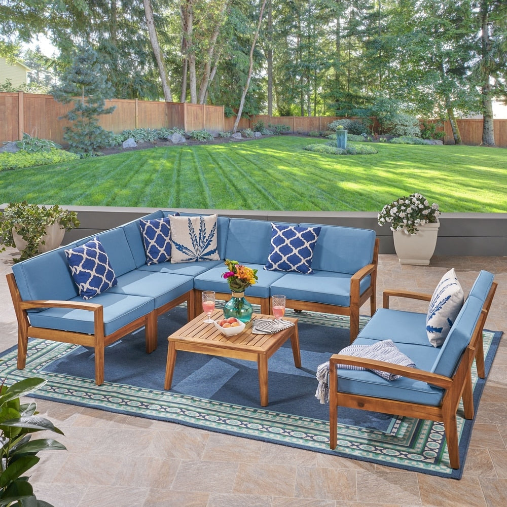Set componibile da esterno Grenada in legno di acacia da 7 posti di Christopher Knight Home