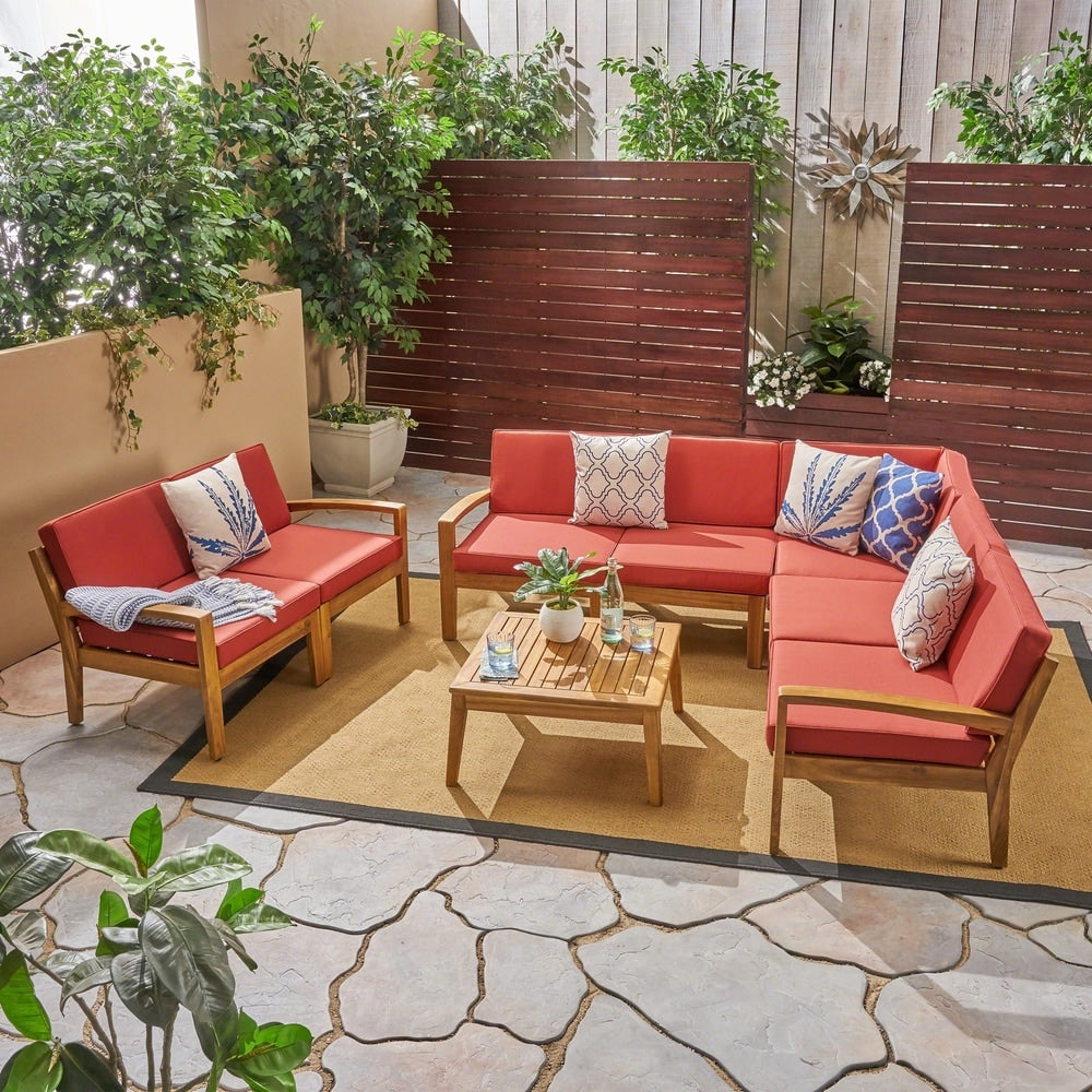 Set componibile da esterno Grenada in legno di acacia da 7 posti di Christopher Knight Home