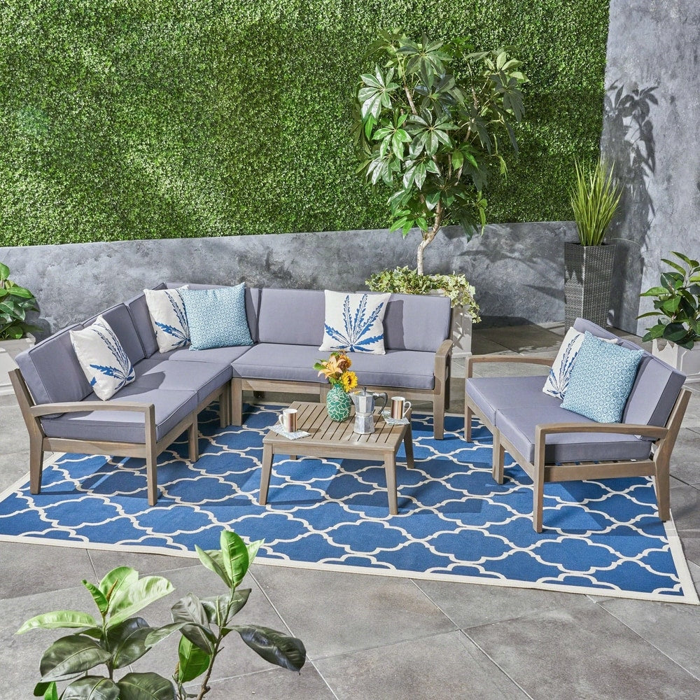 Set componibile da esterno Grenada in legno di acacia da 7 posti di Christopher Knight Home