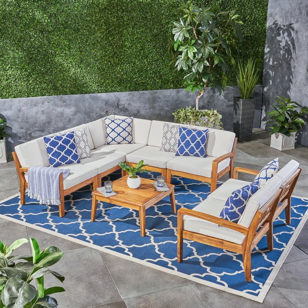 Set componibile da esterno Grenada in legno di acacia da 7 posti di Christopher Knight Home