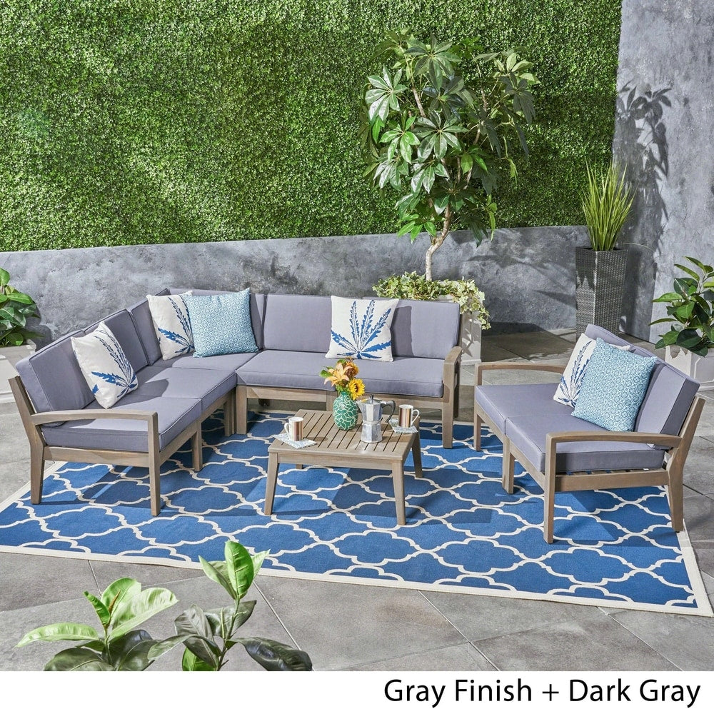 Set componibile da esterno Grenada in legno di acacia da 7 posti di Christopher Knight Home