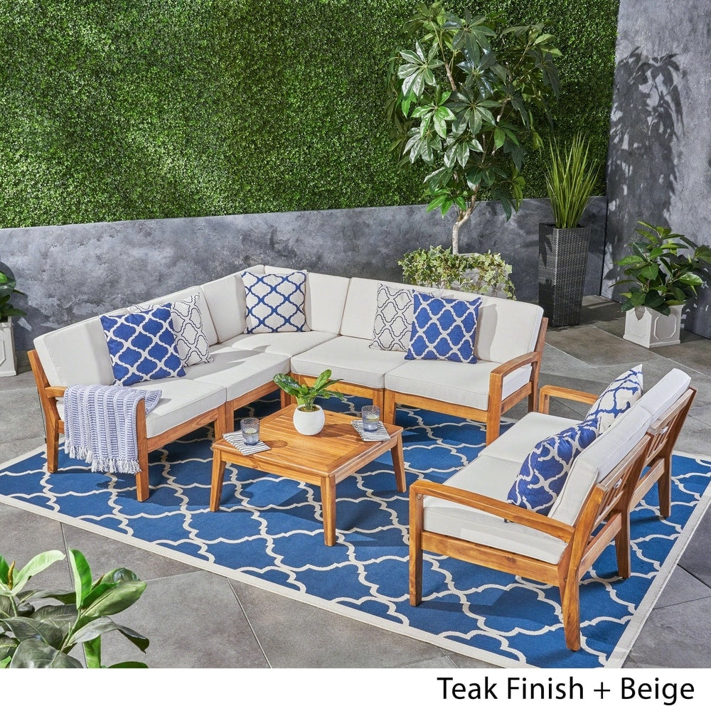 Set componibile da esterno Grenada in legno di acacia da 7 posti di Christopher Knight Home