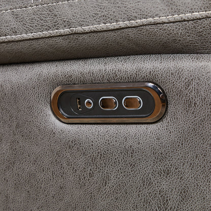 Poltrona reclinabile girevole a 240° grigia con doppi motori, poggiatesta elettrico, reclinazione infinita, porte USB e poggiapiedi