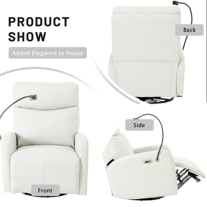 Poltrona reclinabile girevole a 270° grigia con porte USB, reclinazione elettrica e comfort imbottito per il relax