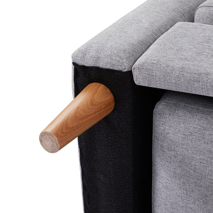 Divano letto a L in tessuto regolabile grigio da 28,35'' con chaise longue, letto estraibile e tasche portaoggetti