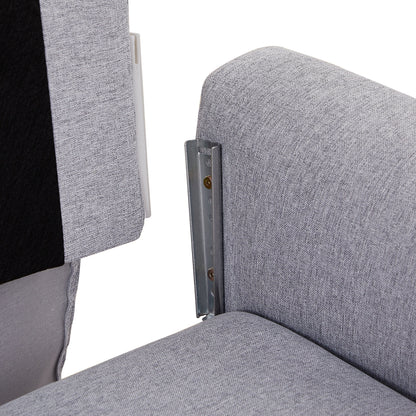 Divano letto a L in tessuto grigio da 28,35'' a 3 posti con chaise longue, letto estraibile e tasche portaoggetti sui braccioli