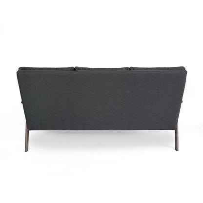 Divano grigio a 3 posti da 65,6'' di metà secolo con trapuntatura a nido d'ape, gambe in legno di caucciù e design decorativo