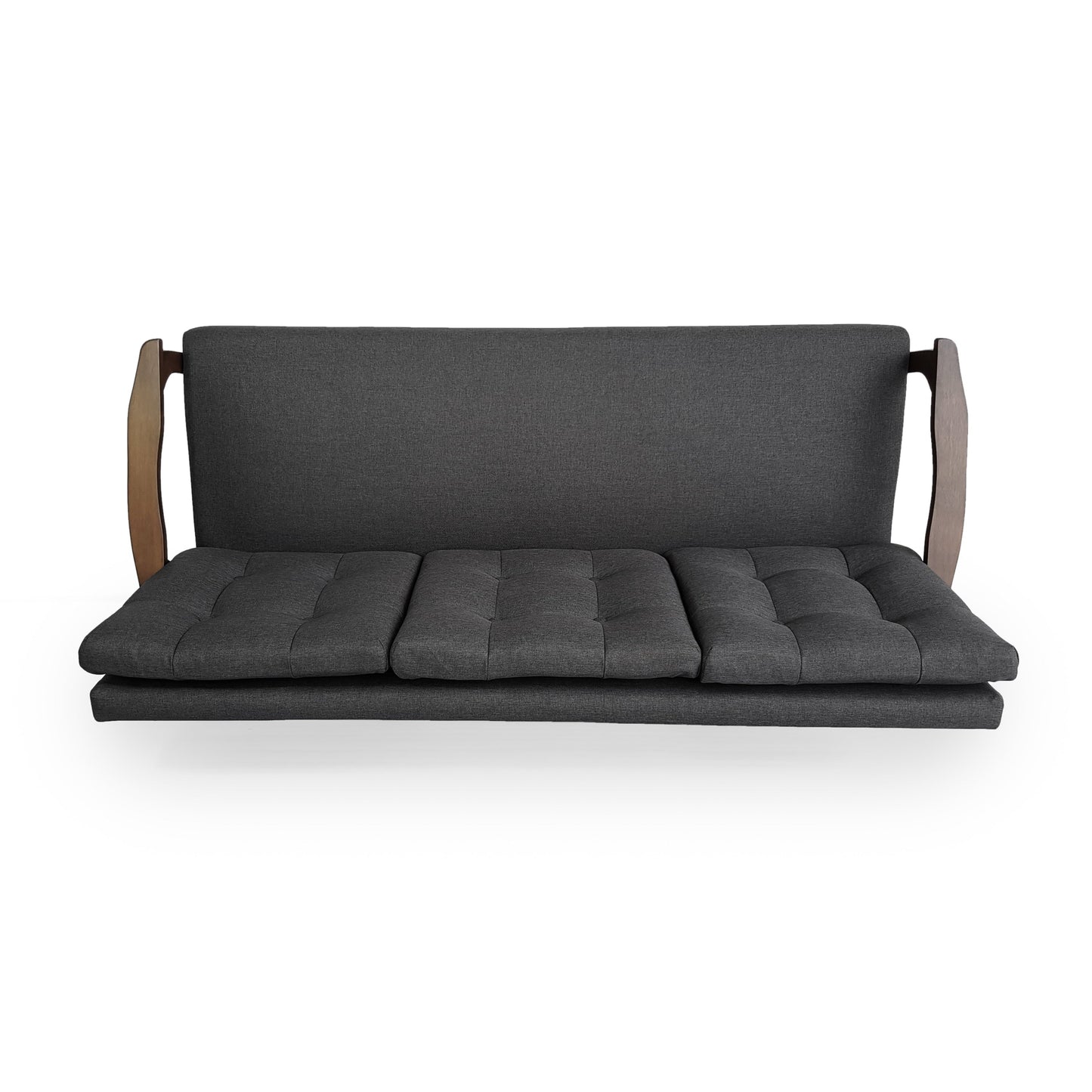 Divano grigio a 3 posti da 65,6'' di metà secolo con cuciture a nido d'ape, gambe in legno di caucciù e design decorativo