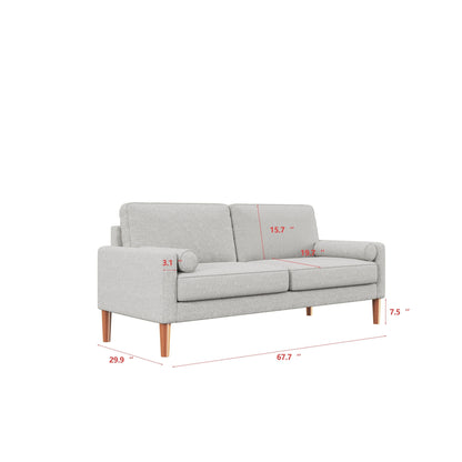 Divano imbottito a 3 posti grigio 67.7 con cuscini in schiuma ad alta densità, struttura in legno massello e montaggio senza attrezzi