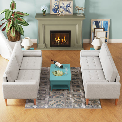 Divano imbottito grigio a 3 posti da 67,7'' con struttura in legno massello e cuscini in schiuma ad alta densità