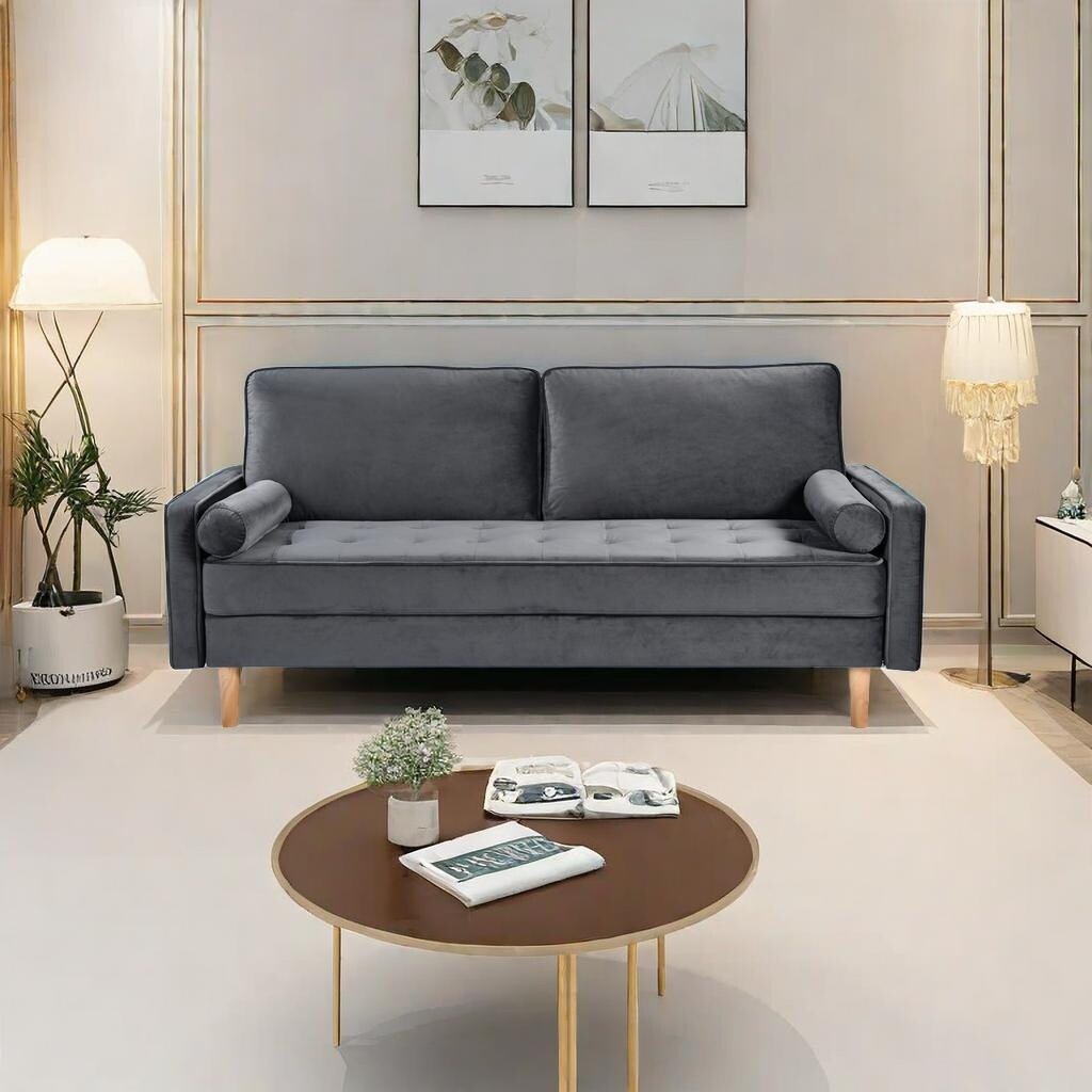 Divano grigio 70 a 3 posti con cuscino di imbottitura in cotone elastico e per bambole di alta qualità per soggiorno