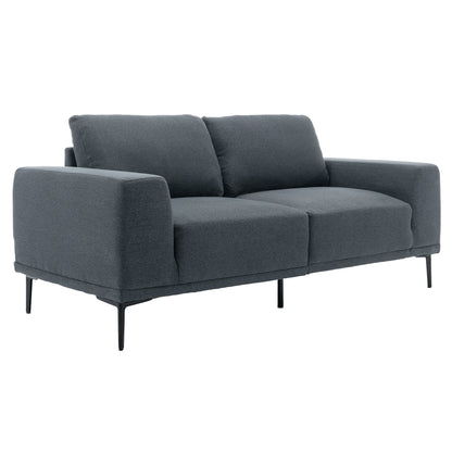 Divano moderno in tessuto grigio da 74,8'' a 2 posti con gambe in ferro e comodi cuscini, per soggiorno, appartamento, camera da letto