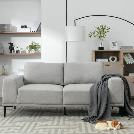 Divano moderno in tessuto grigio da 74,8'' a 2 posti con gambe in ferro e comodi cuscini, per soggiorno, appartamento, camera da letto