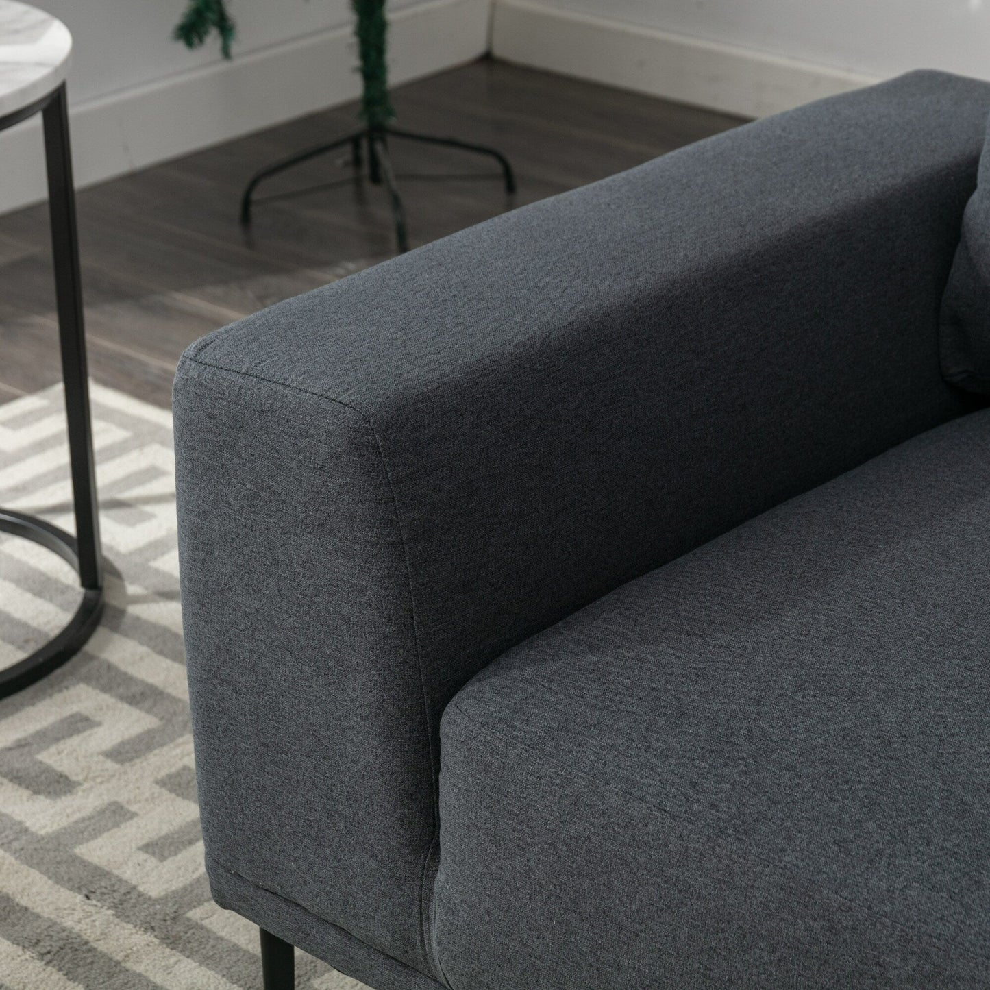 Divano moderno in tessuto grigio da 74,8'' a 2 posti con gambe in ferro e comodi cuscini, per soggiorno, appartamento, camera da letto