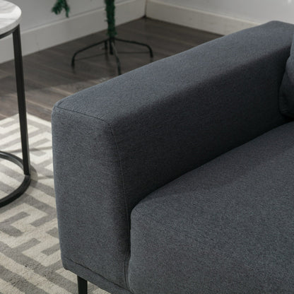 Divano moderno in tessuto grigio da 74,8'' a 2 posti con gambe in ferro e comodi cuscini, per soggiorno, appartamento, camera da letto