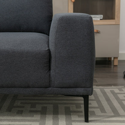 Divano moderno in tessuto grigio da 74,8'' a 2 posti con gambe in ferro e comodi cuscini, per soggiorno, appartamento, camera da letto