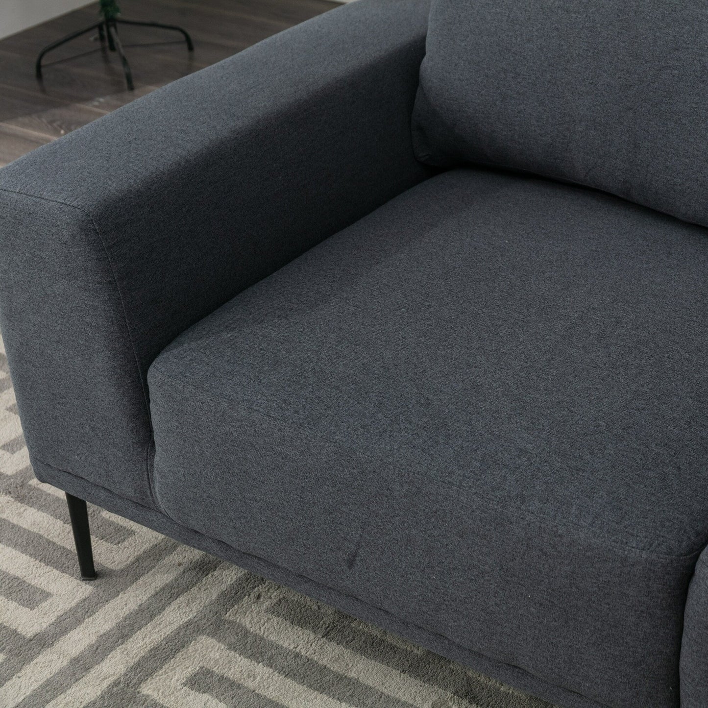 Divano moderno in tessuto grigio da 74,8'' a 2 posti con gambe in ferro e comodi cuscini, per soggiorno, appartamento, camera da letto