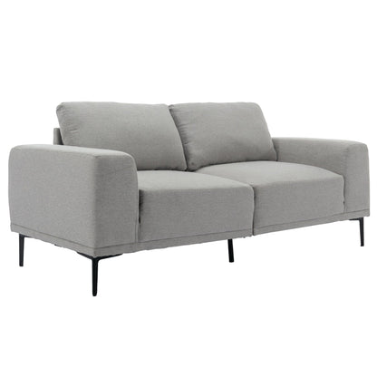 Divano moderno in tessuto grigio da 74,8'' a 2 posti con gambe in ferro e comodi cuscini, per soggiorno, appartamento, camera da letto