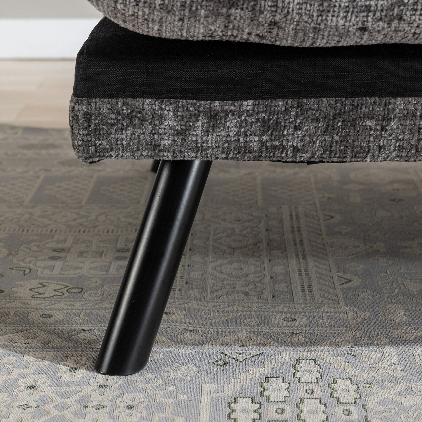 Divano letto futon convertibile in ciniglia grigio da 75,6 pollici con gambe in metallo per soggiorno