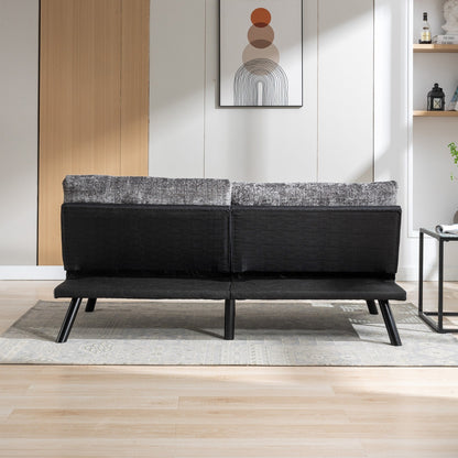 Divano letto futon convertibile in ciniglia grigio da 75,6 pollici con gambe in metallo per soggiorno