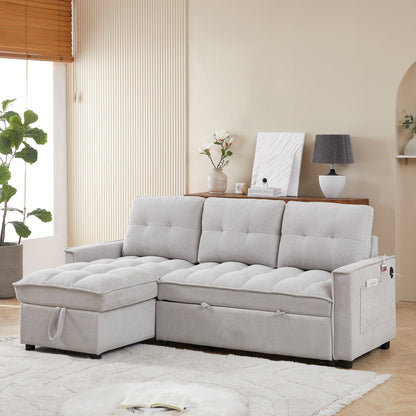 Divano letto a L grigio da 78,75'' con porte USB e letto estraibile