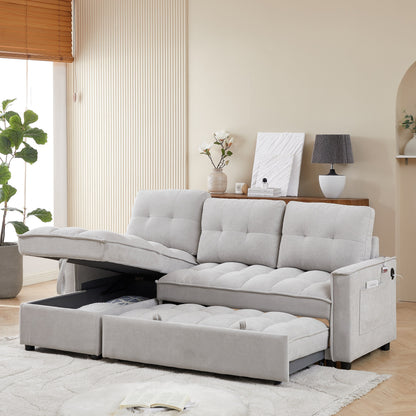 Divano letto a L grigio da 78,75'' con porte USB e letto estraibile