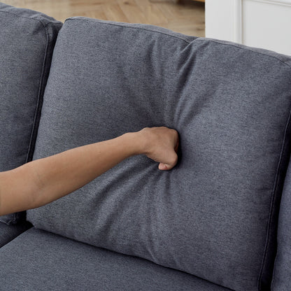 Divano componibile a L in lino grigio 78,8 con chaise longue reversibile, contenitore e schiuma ad alta densità